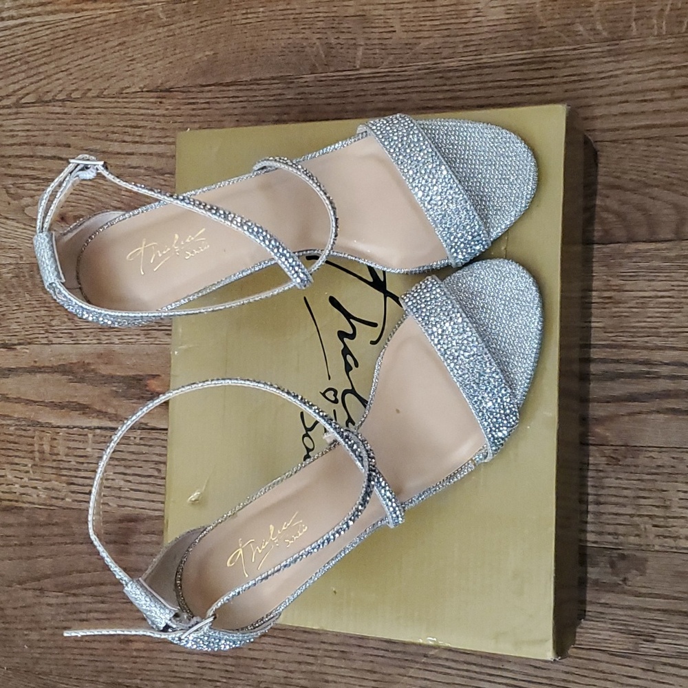Sliver Rhinestone Sandals - Picture 2 of 3